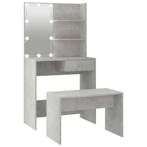 vidaXL Ensemble de coiffeuse avec LED Gris b&eacute;ton Bois d'ing&eacute;nierie