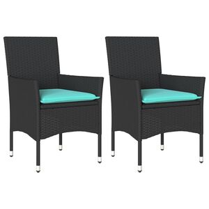 vidaXL Chaises de jardin avec coussins lot de 2 noir r&eacute;sine tress&eacute;e