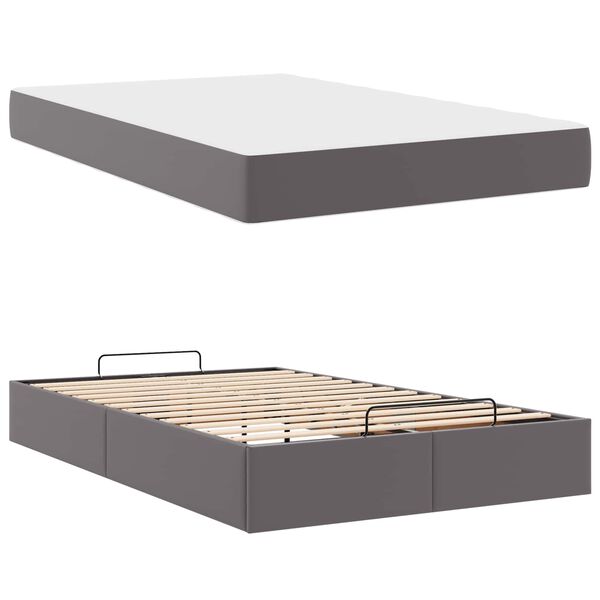 vidaXL Cadre de lit avec matelas Gris 120 x 190 cm Faux cuir
