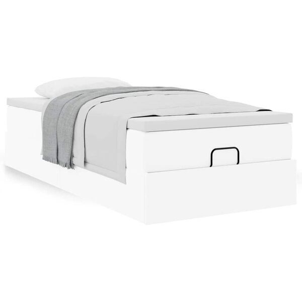 VidaXL Cadre de lit ottoman avec matelas blanc 100x200 cm similicuir