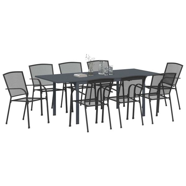 vidaXL Ensemble de salle &agrave; manger pour jardin 9 pcs Anthracite Acier