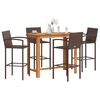 vidaXL Ensemble de bar de jardin 5 pcs marron bois massif acacia rotin