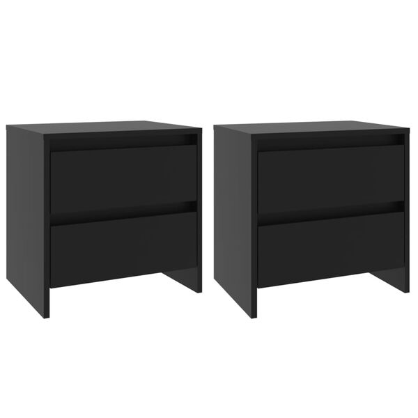vidaXL Tables de chevet 2 pcs noir 45x34,5x44,5 cm bois d'ing&eacute;nierie