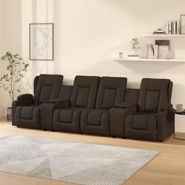 vidaXL Fauteuil inclinable porte-gobelets 4 places marron similicuir