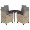 vidaXL Ensemble &agrave; manger de jardin coussins 5 pcs m&eacute;lange beige rotin