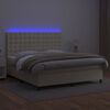 vidaXL Sommier &agrave; lattes de lit avec matelas et LED Cr&egrave;me 180x200 cm