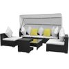 vidaXL Salon de jardin 7 pcs avec baldaquin R&eacute;sine tress&eacute;e Noir