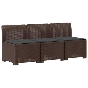 vidaXL Canap&eacute; de jardin 3 places avec coussins look rattan PP Marron