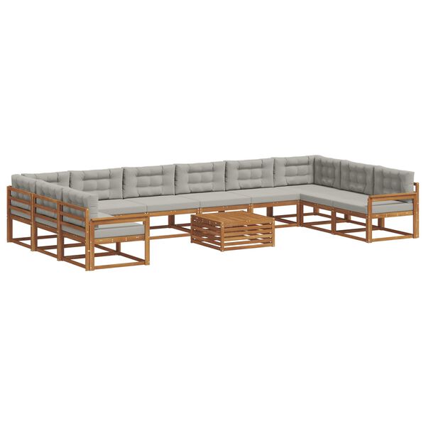 vidaXL Ensemble de canap&eacute;s d'ext&eacute;rieur 11 pcs Gris Naturel et Clair