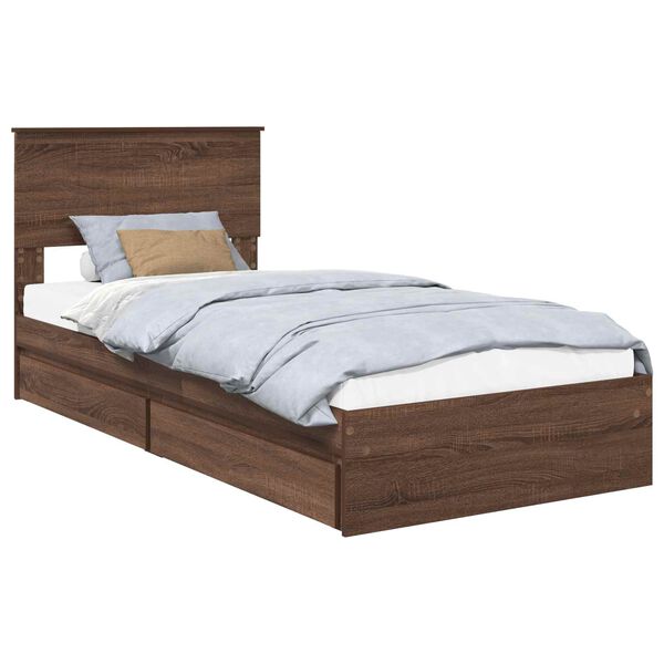 vidaXL Lit de Rangement Ch&ecirc;ne brun 90 x 190 cm Bois d'ing&eacute;nierie