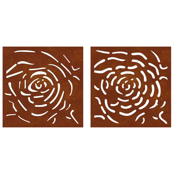vidaXL D&eacute;corations murales jardin 2 pcs 55x55 cm design de rose