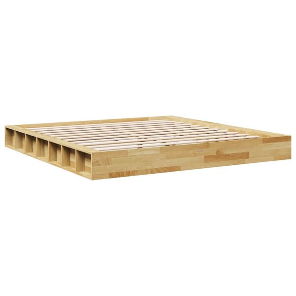 vidaXL Cadre de lit sans matelas 200 x 200 cm en bois massif de ch&ecirc;ne