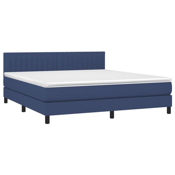 vidaXL Sommier &agrave; lattes de lit avec matelas LED Bleu 180x200 cm Tissu