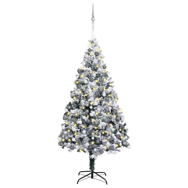 vidaXL Sapin de No&euml;l artificiel Blanc 180 cm PVC, Acier et Plastique