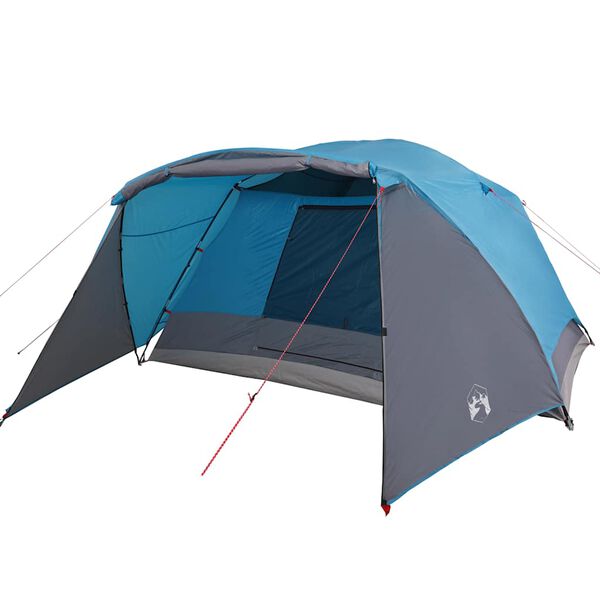 vidaXL Tente de camping avec porche 4 personnes bleu imperm&eacute;able