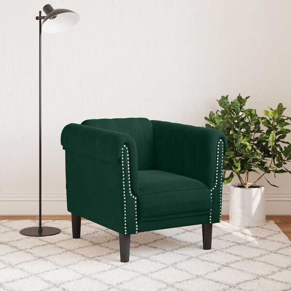 vidaXL Fauteuil vert fonc&eacute; velours
