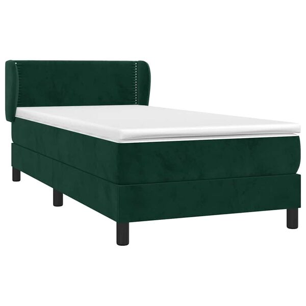 vidaXL Sommier &agrave; lattes de lit avec matelas Vert fonc&eacute; 90x200 cm