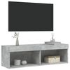 vidaXL Meuble TV avec lumi&egrave;res LED gris b&eacute;ton 100x30x30 cm