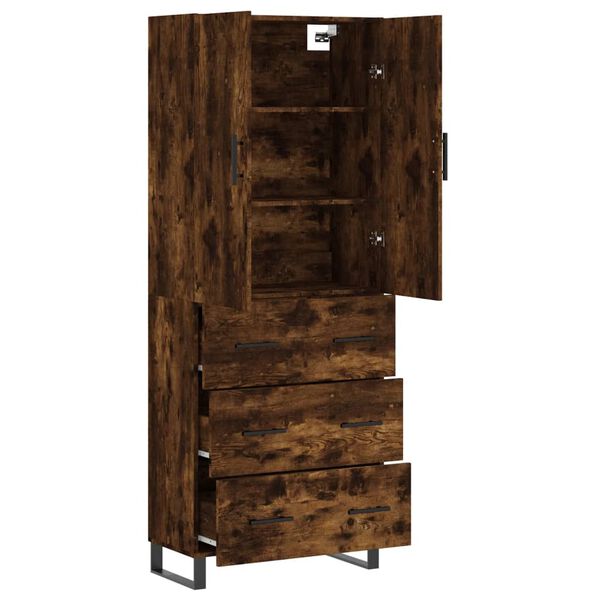 vidaXL Buffet haut Ch&ecirc;ne fum&eacute; 69,5x34x180 cm Bois d'ing&eacute;nierie