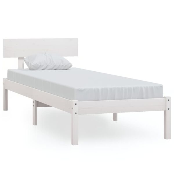 vidaXL Cadre de lit sans matelas blanc bois de pin massif
