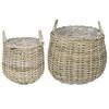 vidaXL Panier &agrave; Plantes GENDT 2 pi&egrave;ces Gris naturel Rattan Kubu