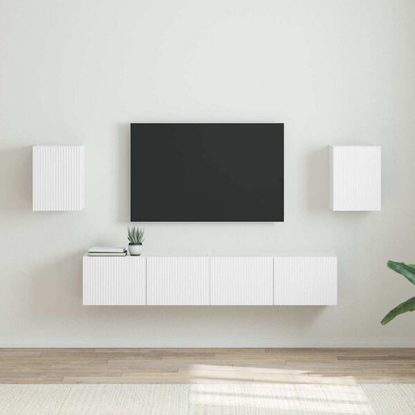 vidaXL Meuble TV mural 2 pcs Blanc 30 x 31 x 40 cm Bois d'ing&eacute;nierie