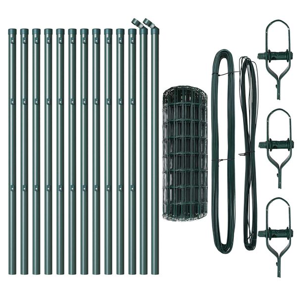 vidaXL Cl&ocirc;ture avec poteau Vert 0,4 x 25 m Acier et PVC