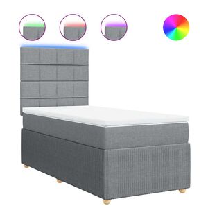 vidaXL Sommier &agrave; lattes de lit avec matelas gris clair 80x200 cm tissu