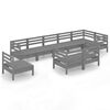 vidaXL Salon de jardin 9 pcs Bois de pin massif Gris