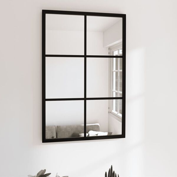 vidaXL Miroir mural noir 60x40 cm métal