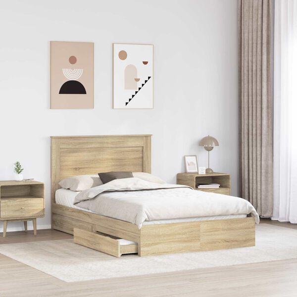 vidaXL Lit de Rangement Ch&ecirc;ne Sonoma 120 x 200 cm Bois d'ing&eacute;nierie
