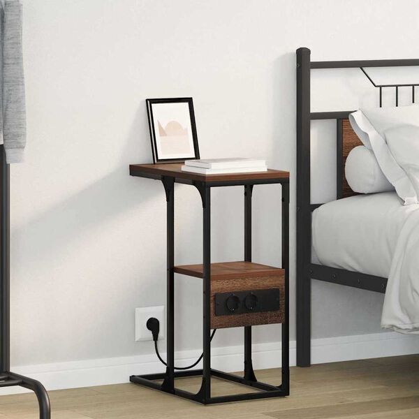 vidaXL Cabinet de chevet avec tiroir Ch&ecirc;ne marron 41.5 x 26 x 60.5 cm