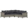 vidaXL Salon de jardin 5 pcs avec coussins Gris R&eacute;sine tress&eacute;e
