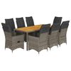 vidaXL Ensemble de bistro de jardin 9 pcs coussins gris poly rotin