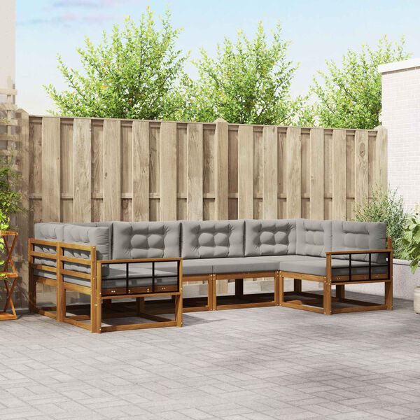 vidaXL Ensemble de canap&eacute;s d'ext&eacute;rieur 6 pcs Gris Naturel et Clair