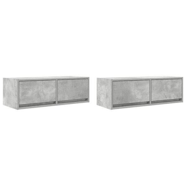 vidaXL Meubles TV 2 pcs gris b&eacute;ton 80x31x25,5 cm bois d'ing&eacute;nierie