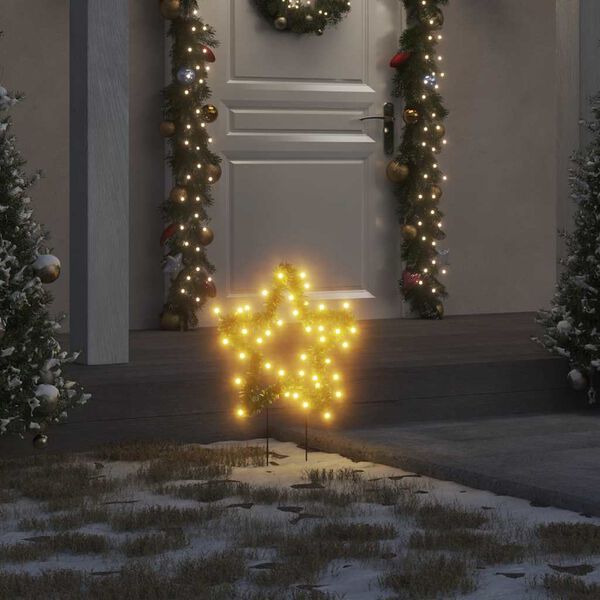 vidaXL D&eacute;coration lumineuse &eacute;toile de No&euml;l piquets 3 pcs 50 LED 29 cm
