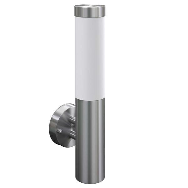 2 appliques murales cylindriques en acier inoxydable