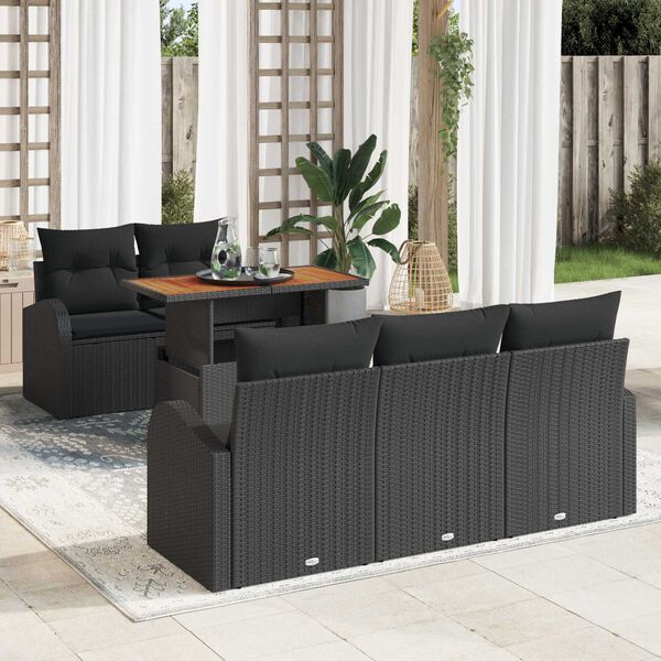 vidaXL Ensemble de canap&eacute; de jardin avec coussin 6 pcs Noir