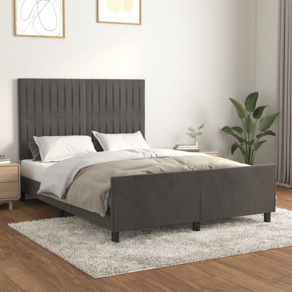 vidaXL Cadre de lit sans matelas gris fonc&eacute; 140x190 cm velours