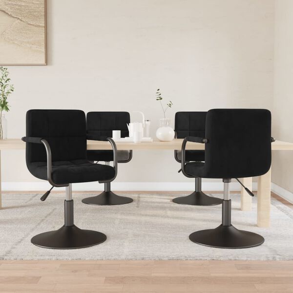 vidaXL Chaises pivotantes &agrave; manger lot de 4 noir velours
