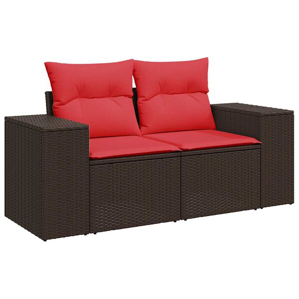 vidaXL Salon de jardin avec coussins 6pcs marron r&eacute;sine tress&eacute;e acacia