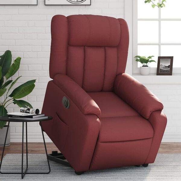 vidaXL Fauteuil inclinable &eacute;lectrique rouge bordeaux similicuir