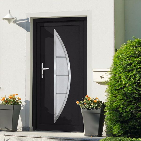 vidaXL Porte d'entr&eacute;e anthracite 98x200 cm PVC