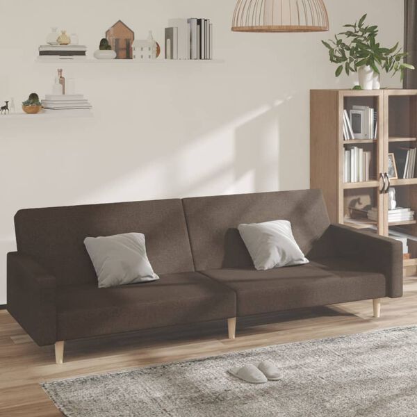 vidaXL Canap&eacute;-lit &agrave; 2 places Marron fonc&eacute; Tissu