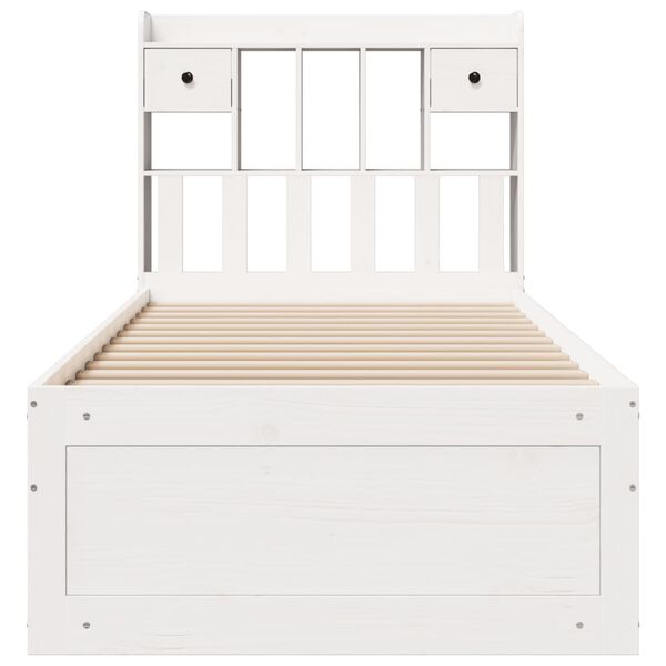 vidaXL Lit biblioth&egrave;que sans matelas blanc 90x200cm bois de pin massif