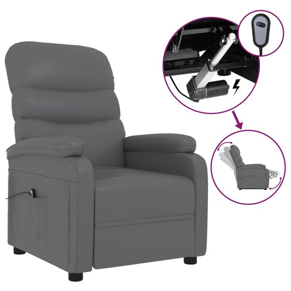 vidaXL Fauteuil inclinable &eacute;lectrique Gris Similicuir