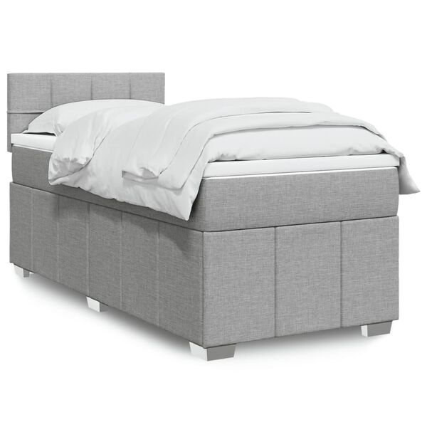 vidaXL Sommier &agrave; lattes de lit avec matelas Gris clair 90x200 cm Tissu