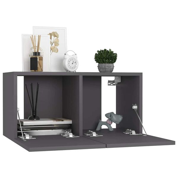 vidaXL Ensemble de meubles TV 4 pcs Gris Bois d&rsquo;ing&eacute;nierie