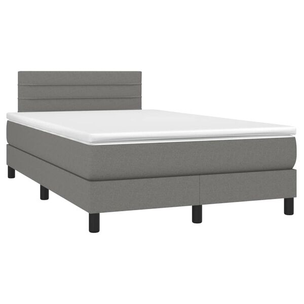 vidaXL Sommier &agrave; lattes de lit et matelas et LED Gris fonc&eacute; 120x200 cm